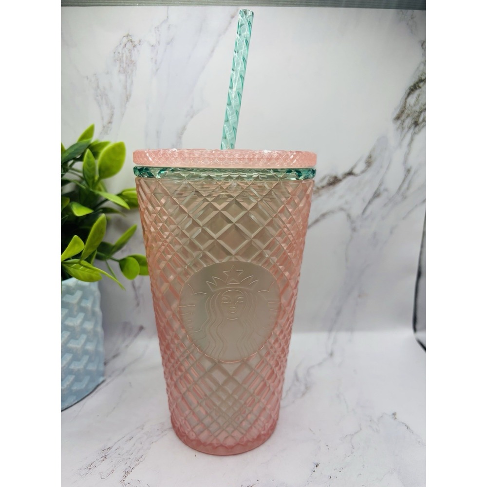 Starbucks‎ Summer Jeweled Pearl Pink 16oz Grande Cold Cup Tumbler 2021